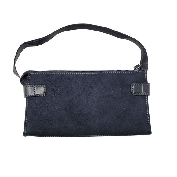 Kenneth Cole Black Suede Top Handle Tote & Mini Bag Wallet Contrast Stitching - Picture 14 of 16